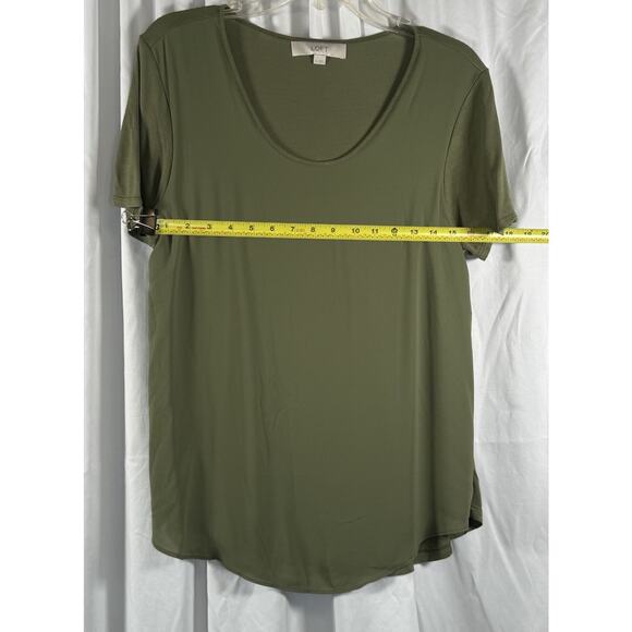 Loft Short Sleeve Mixed Media T-Shirt M Olive Green Casual Minimalists 88-32 - Picture 7 of 12